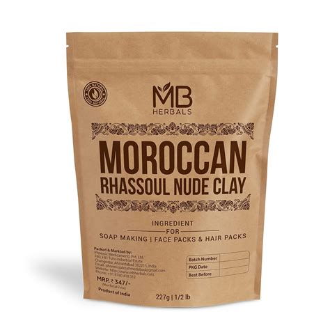 MB Herbals Moroccan Rhassoul Clay (Nude) Powder 227g | Mild Clay for ...