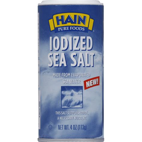 Hain Pure Foods Sea Salt, Iodized (4 oz) Delivery or Pickup Near Me - Instacart