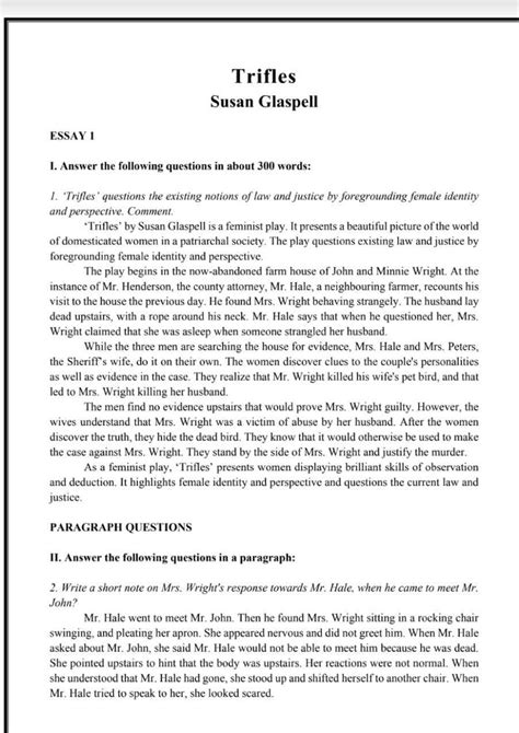 Trifles- Litmosphere - Bachelor's of computer Application (BCA) - Studocu