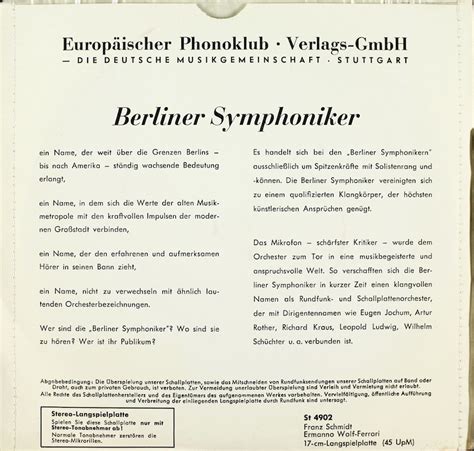 Gerhard Becker. Berliner Symphoniker. Schmidt. Zwischenspiel aus "Notre ...