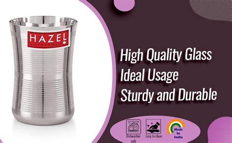 Buy HAZEL Stainless Steel Damru Shape Jumbo Water Lassi Glass Set of 4 ...
