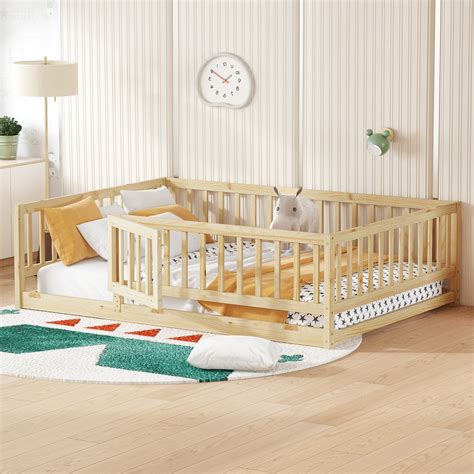 Union Rustic Full Size Floor Bed With Slats, Montessori Floor Bed With ...