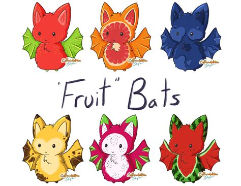 Cute Fruit Bats Drawing