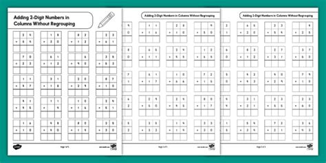 Adding 2-Digit Numbers in Columns Without Regrouping