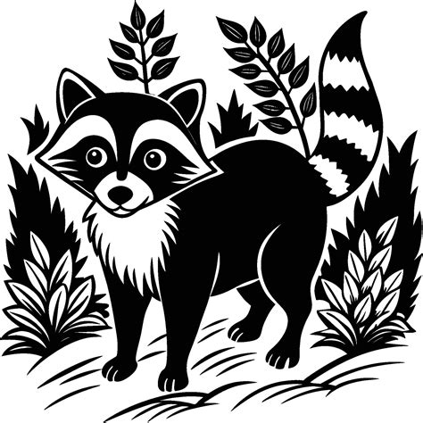 Raccoons silhouette black white illustration 45245367 Vector Art at Vecteezy