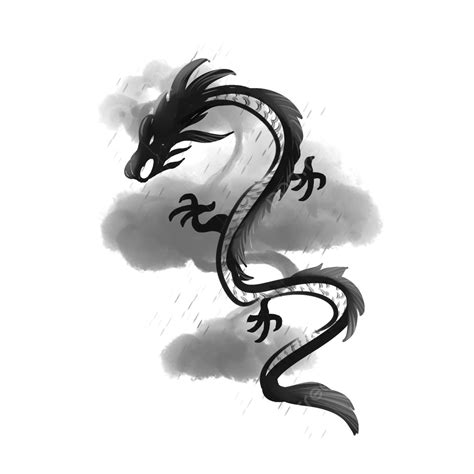 Sky Black Ink Dragon Photo, Sky, Black, Ink Painting PNG Transparent ...