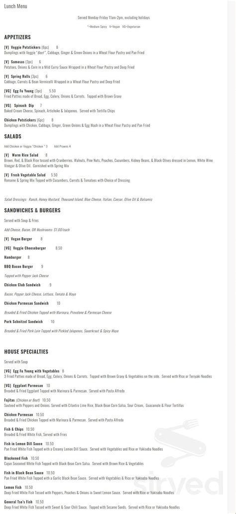 Marco Polo Global Restaurant menu in Salem, Oregon, USA