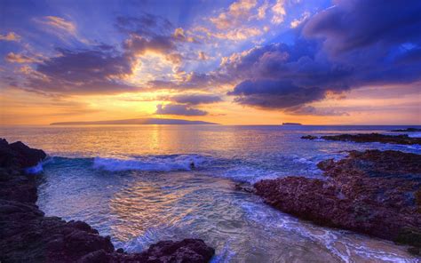 Wallpaper Sunset at Secret Beach, Maui, Hawaii, USA 1920x1200 HD ...