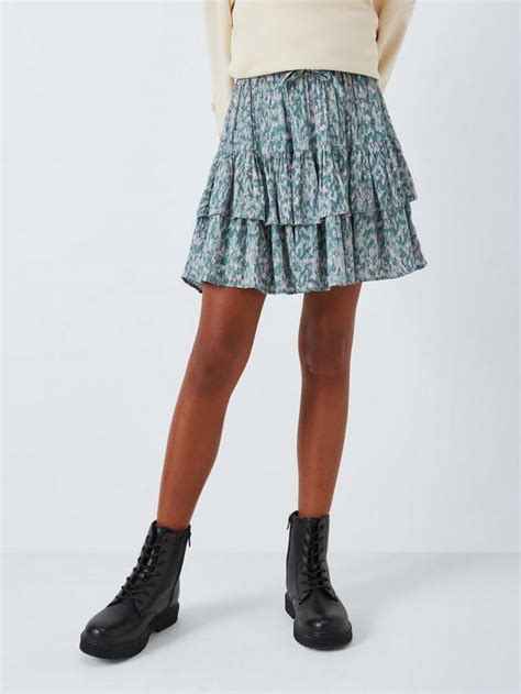 John Lewis Kids' Abstract Print Tiered Mini Skirt, Multi