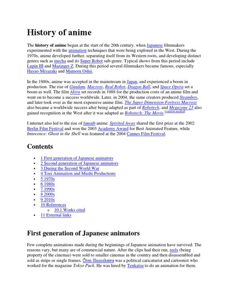 The History of Anime | PDF | Anime | Asian Animation