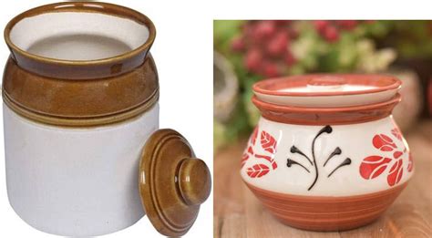 SHRIYAM CRAFTS Ceramic Pickle Jars Achar handi jars (ACHAR HANDI 1 WITH ...