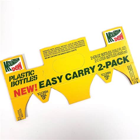 Mountain Mtn Dew 2 Liter Cardboard Carry Handle Case Plastic Bottle ...