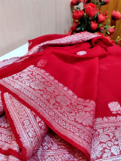 Legacy Of Khaddi Chiffon Handloom Banarasi Saree – Monamaar