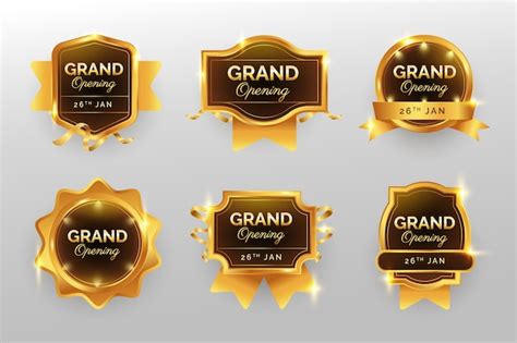 Realistic grand opening badges collection | Premium Vector