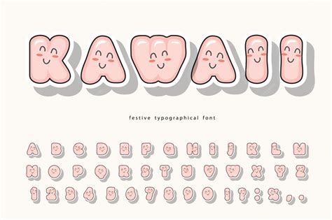 Premium Vector | Kawaii bubble font with funny smiling faces. Cute cartoon alphabet.