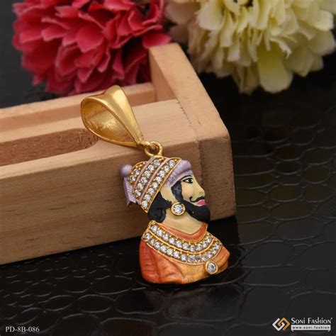 Shivaji Maharaj with Diamond Best Quality Gold Plated Pendant for Men ...