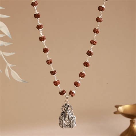 Silver Rudraksha Mala with Somnath Ji Pendant – Japam