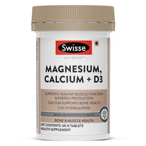 Swisse Ultiboost Magnesium, Calcium + Vitamin D3, 60 Tablets Price ...