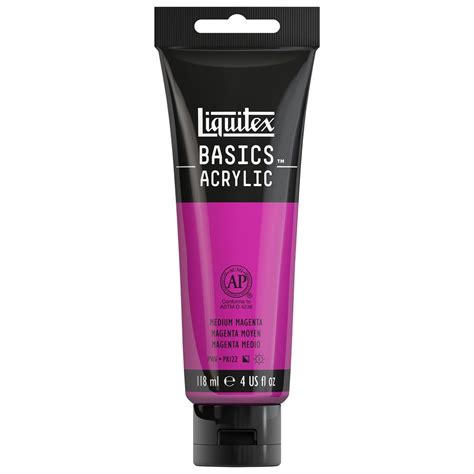 Medium Magenta Liquitex Basics Acrylics Paint 4 oz. Tube
