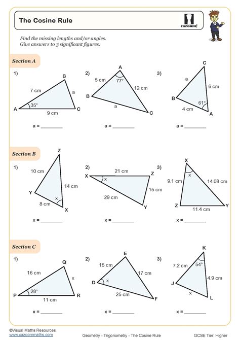 Sine And Cosine Rule Worksheet