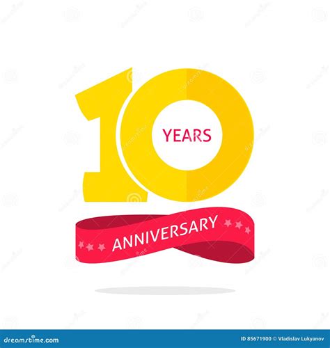 10 Years Anniversary Logo Template, 10th Anniversary Icon Label, Ten ...