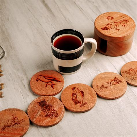 Wooden Tea Coaster with Clint Paintings– CultureShoppe