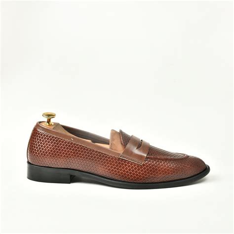 Woven Leather Slip Ons - Brown – Lozano