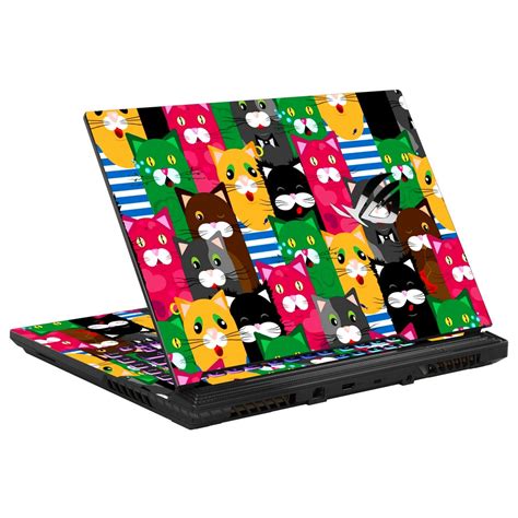 Shop Multicolor Cat Faces Laptop Skin for Asus | Buy Online Now ...