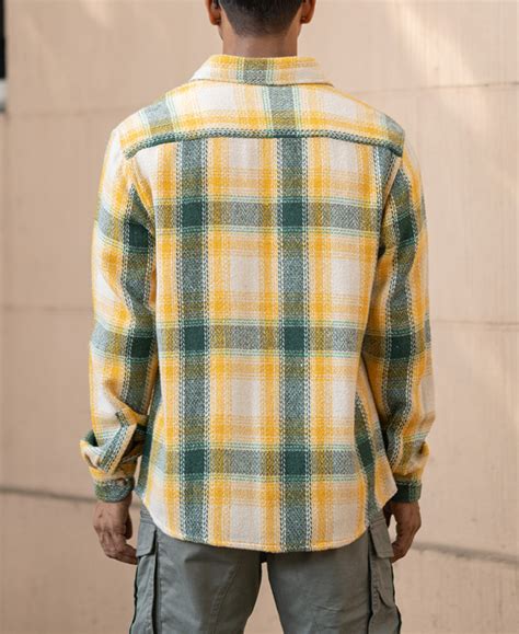 Yellow And Green Structured Checks Shirt – Powerlook
