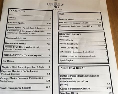 THE UNRULY PIG, Bromeswell - Menu, Prices & Restaurant Reviews ...