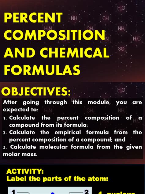 CHEMICAL-FORMULA-AND-PERCENT-COMPOSITION | PDF | Mole (Unit) | Molecules