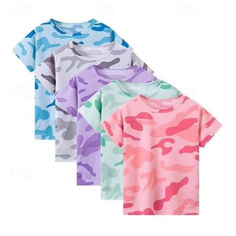 Paquets multiples 5 pièces Garçon Col Ras du Cou Manches courtes Rose ...