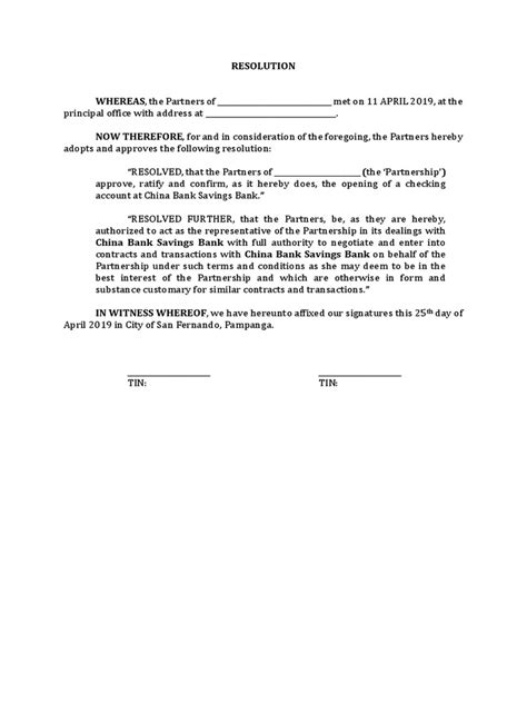 Partnership Resolution Sample 的图像结果