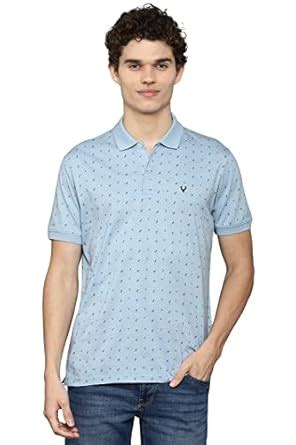 Buy Allen Solly Men's Printed Regular Polo Shirt (ASKPQRGF811700_Blue S ...