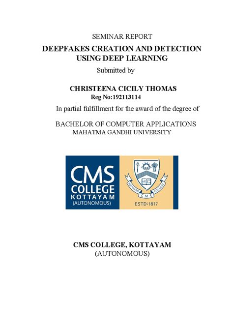 Deepfake Creation & Detection Seminar Report - BCA 6th Sem - Studocu