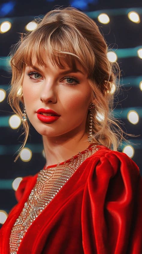 Download Taylor Swift Red Dress Christmas Lights Wallpaper | Wallpapers.com