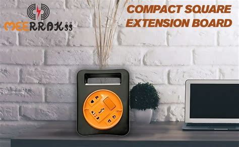 MEERRAKII Multi Socket Power Extension Box | Square Shape | Black ...