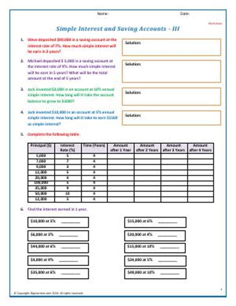 Simple Interest Problems Math 5th Grade 的图像结果