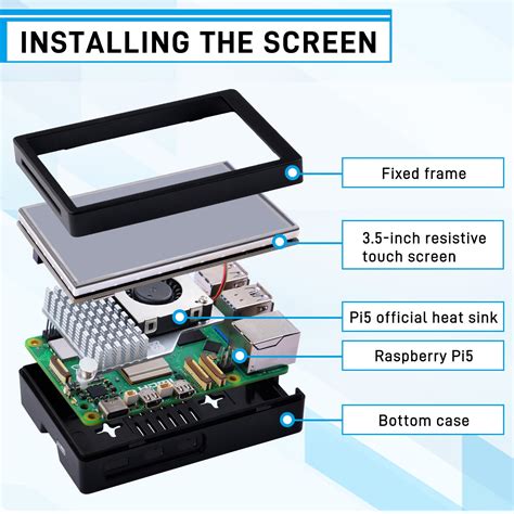 52Pi 3.5 inch HDMI Touch Screen with Case for Raspberry Pi 5, with Off ...