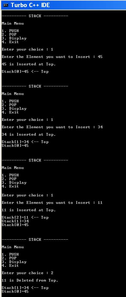 Image result for Stack Push Pop Program in C