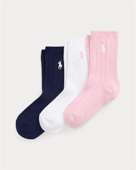 Rib-knit Crew Sock 3-Pack for Girls | Ralph Lauren® IN
