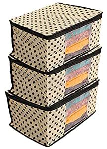 Kuber Industries 3 Piece Non Woven Exclusive Saree Cover, Cream ...