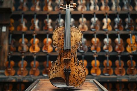 Showcase of Antique Violins, Vintage Musical Instruments in a Row ...