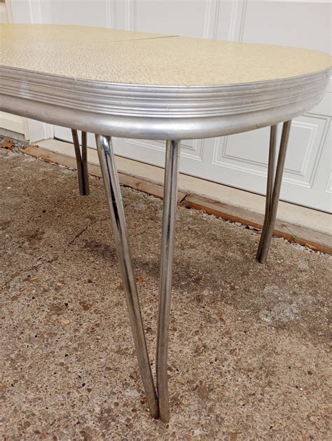 Vintage Retro Formica Chrome Dinette Dining Kitchen Table Yellow With ...