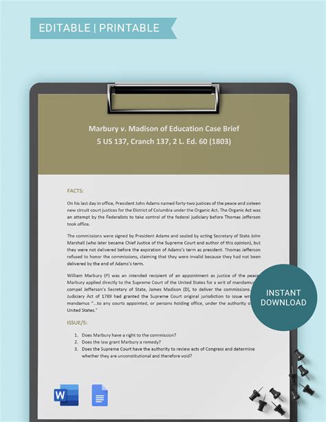 Legal Case Brief Outline Template - Google Docs, Word | Template.net