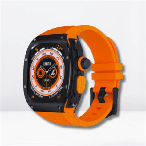 Luxury iWatch Ultra Titanium Steel Case Orange/Black color – Cases N Straps