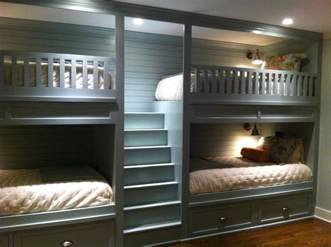 Double bunk beds in our new basement bunk room. Fun for sleepovers and ...