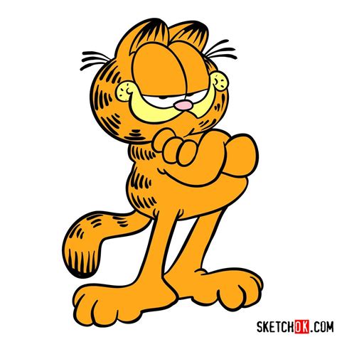 How to draw Garfield - Sketchok Easy Drawing Guides