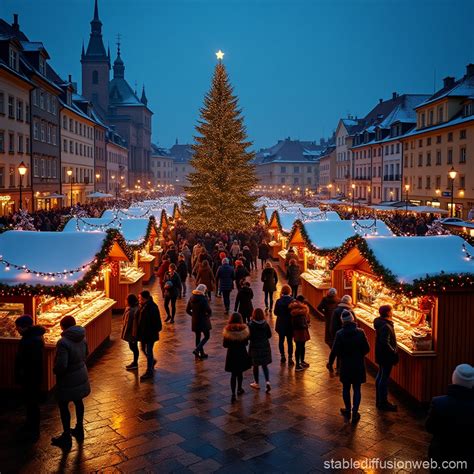 European Christmas Market Scene | Stable Diffusion Online