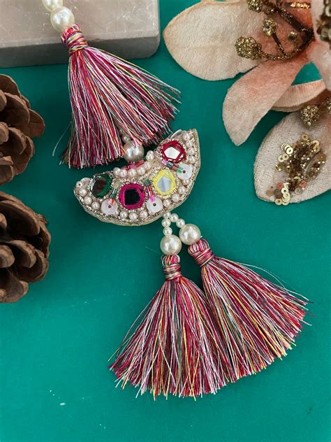 Shop Mirror Work & Pearls Latkan Lumba Rakhi Online – Digital Dress Room